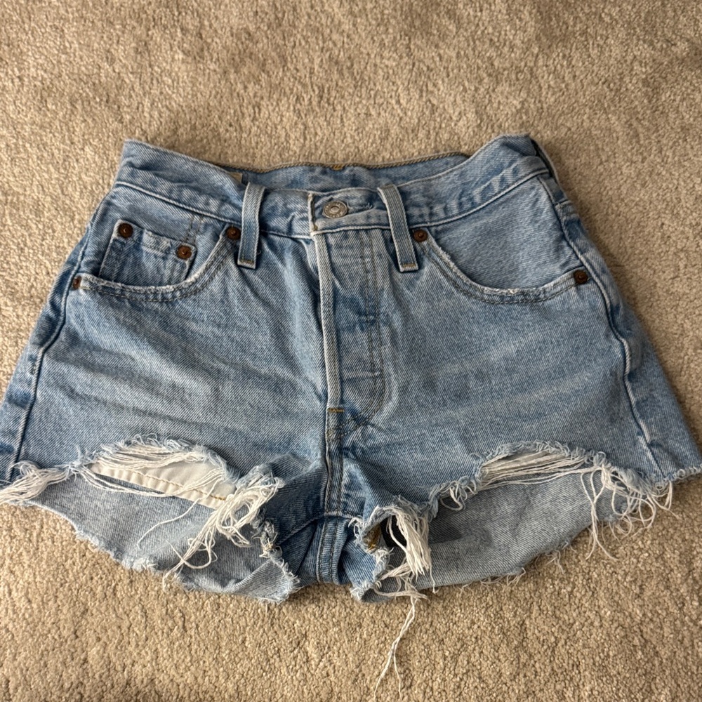 Levi's Light Blue Distressed Jean Shorts